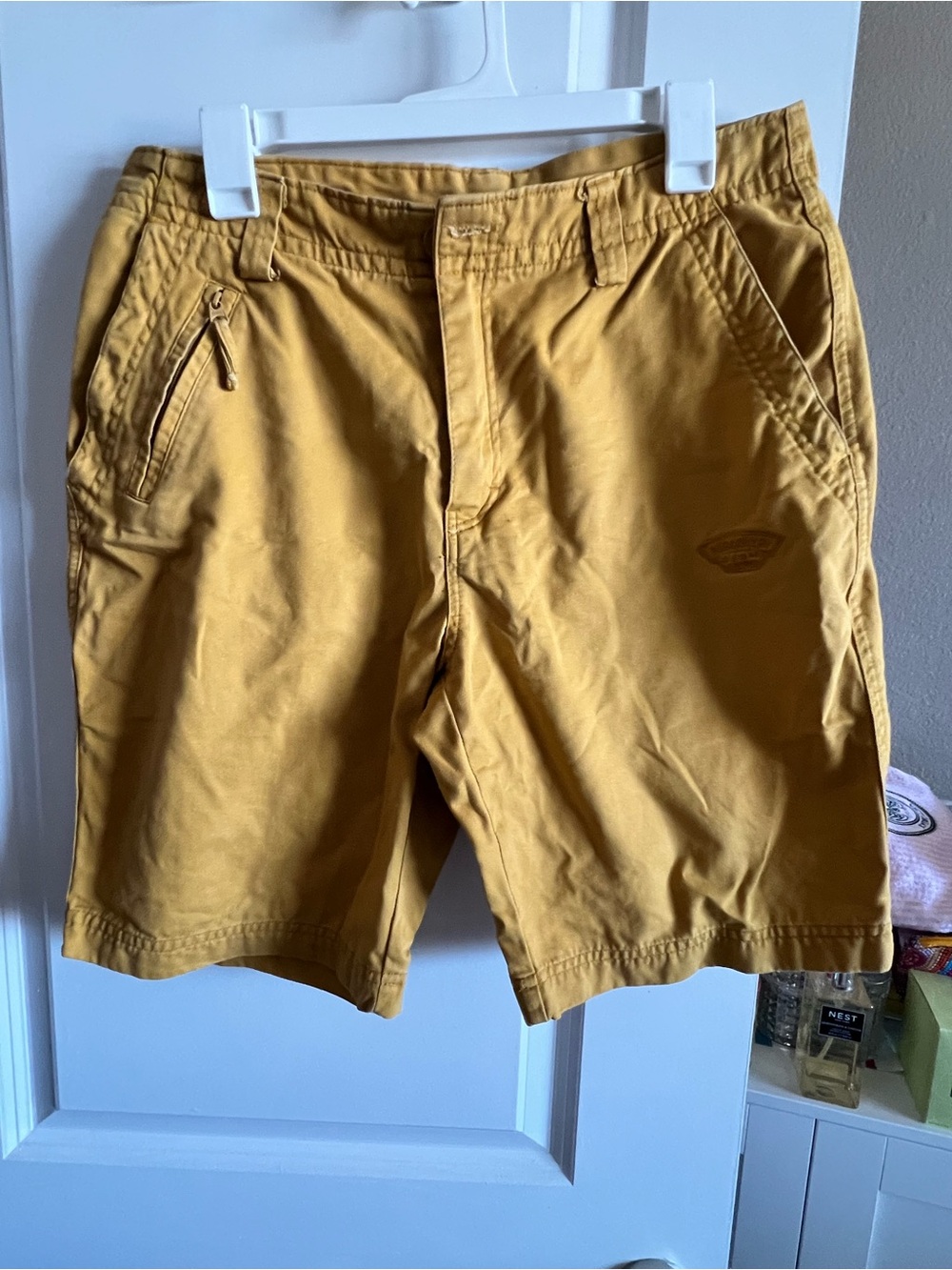 Discovery Men's Mustard Cotton Flat Front Shorts